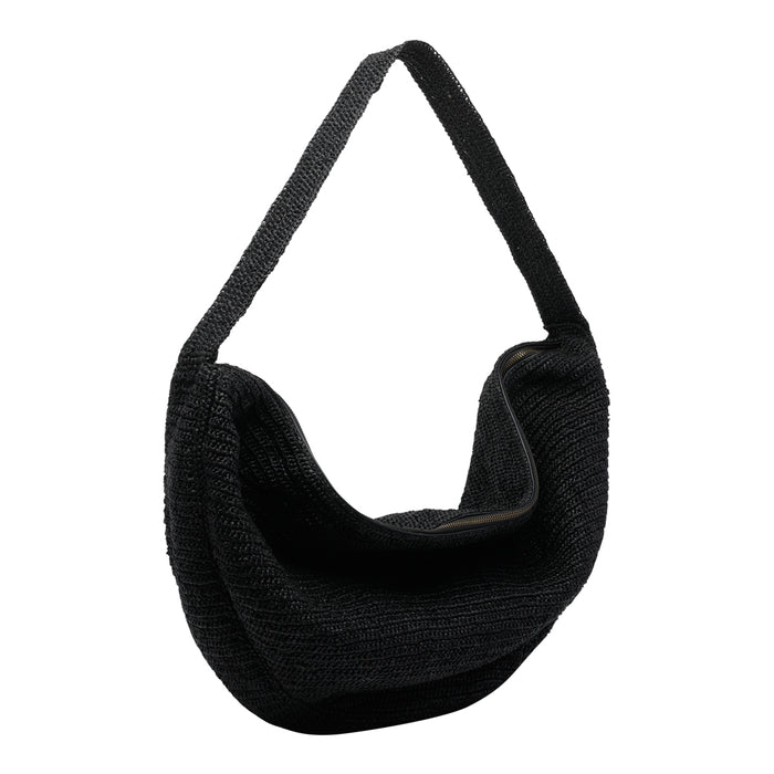 IBELIV Bags Black Raffia Cotton