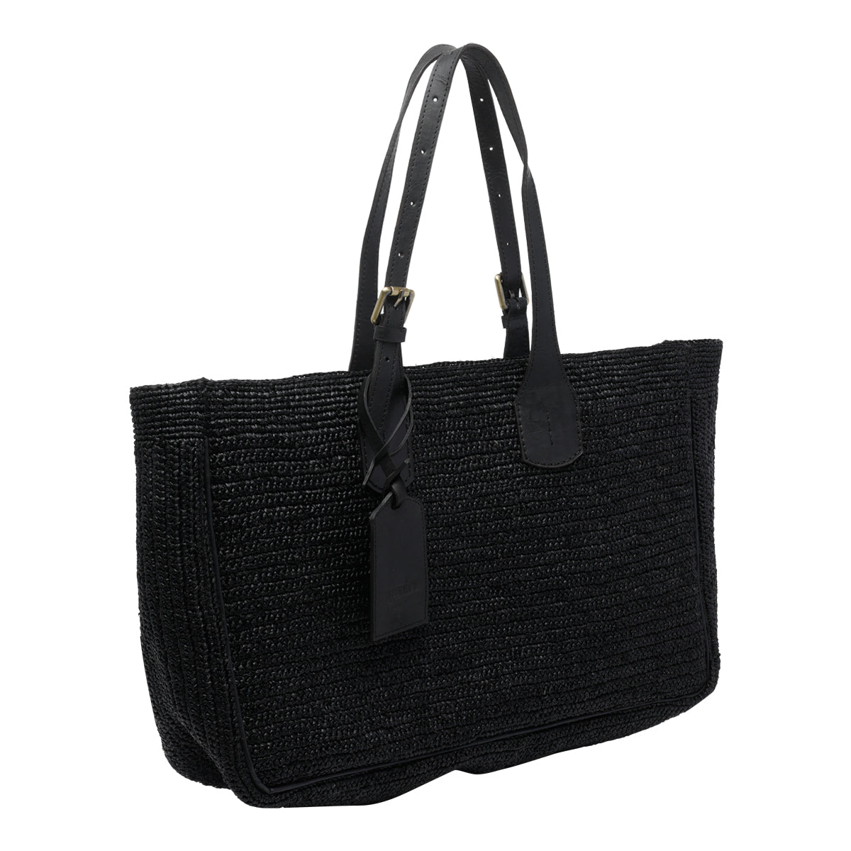 IBELIV Bags Black Raffia Cotton