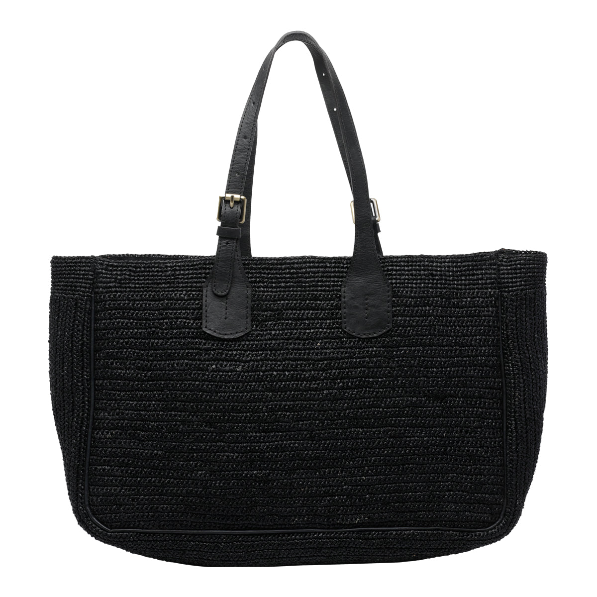 IBELIV Bags Black Raffia Cotton