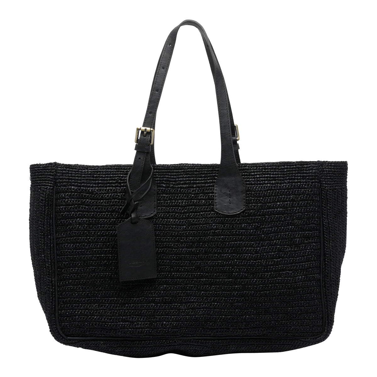 IBELIV Bags Black Raffia Cotton