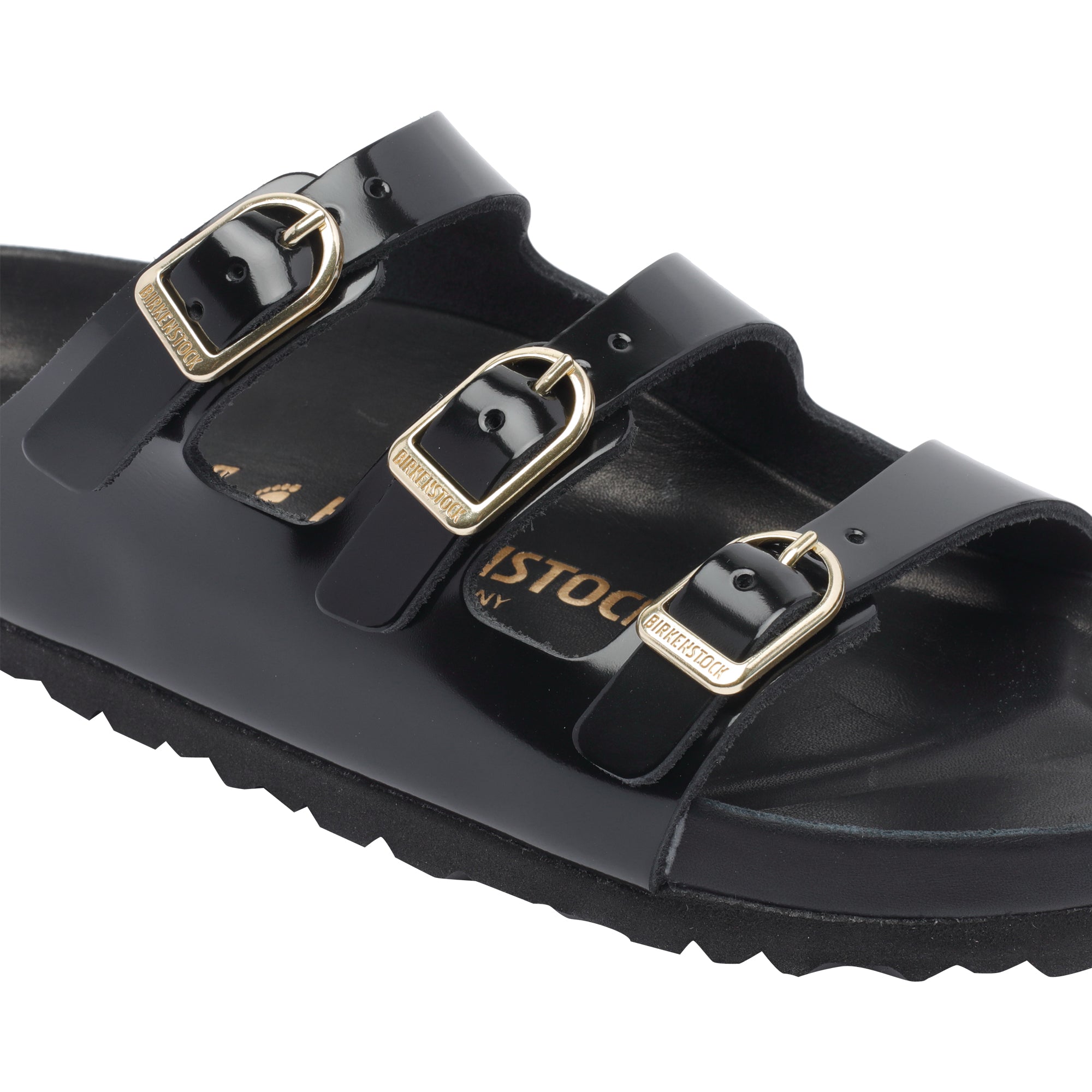 Birkenstock Sandals Black Patent Leather/rubber Sole