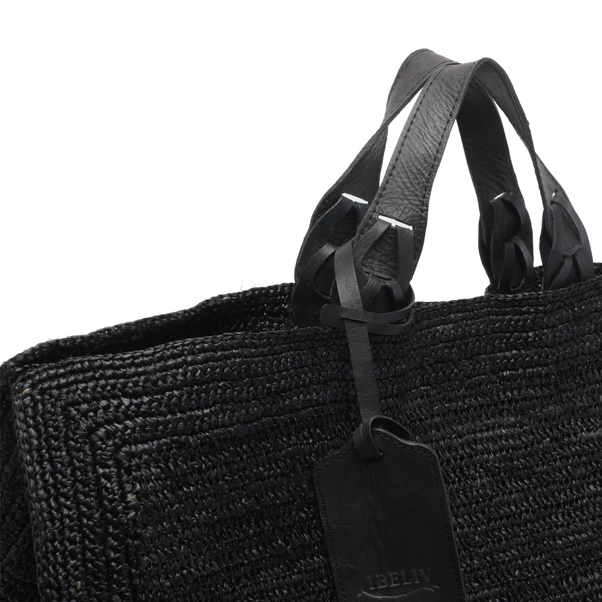 IBELIV Bags Black Raffia Cotton