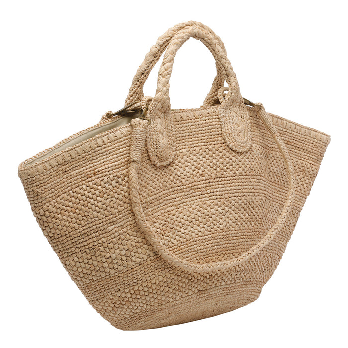 IBELIV Bags Beige Raffia Cotton