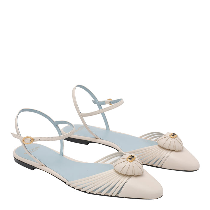 Valentino Garavani Flat shoes White Calf Leather/leather Sole