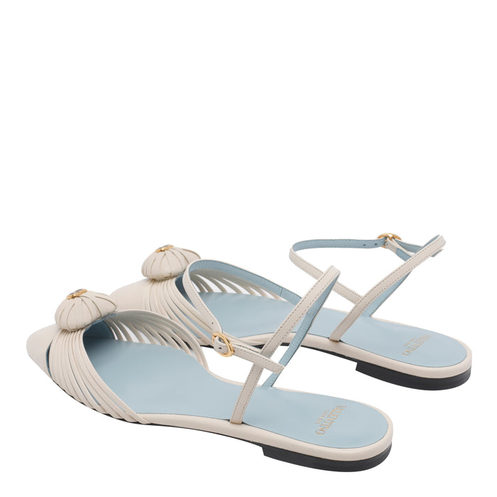 Valentino Garavani Flat shoes White Calf Leather/leather Sole