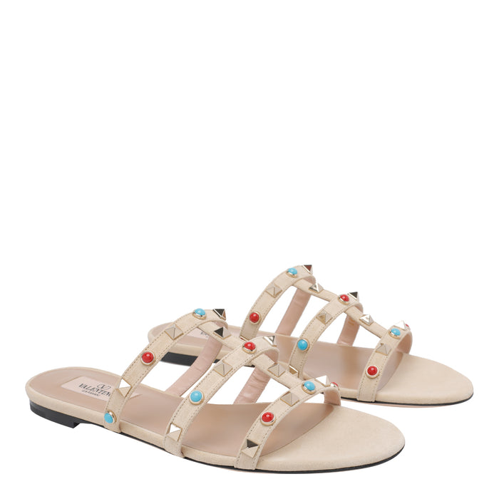 Valentino Garavani Sandals Beige Suede Leather/rubber Sole