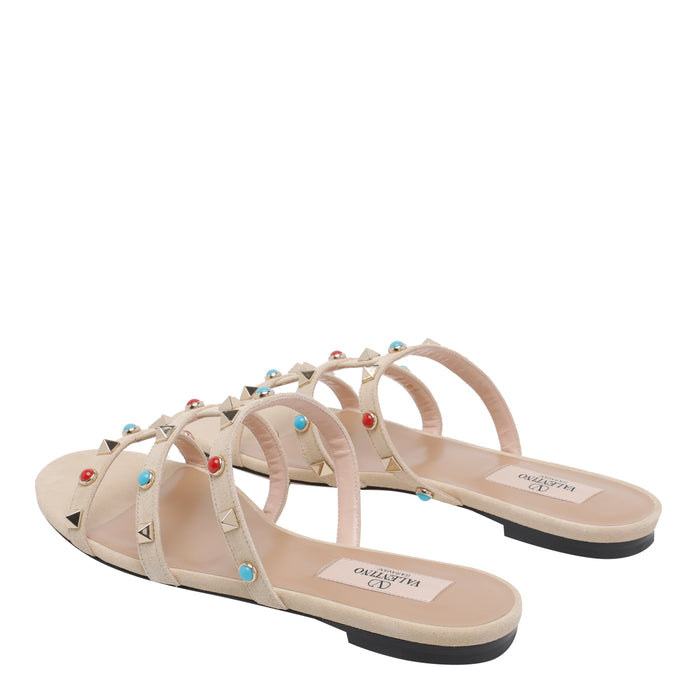 Valentino Garavani Sandals Beige Suede Leather/rubber Sole