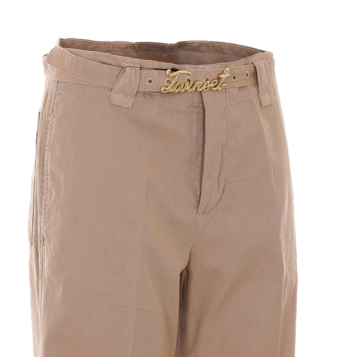 Twin-set Trousers Brown Cotton