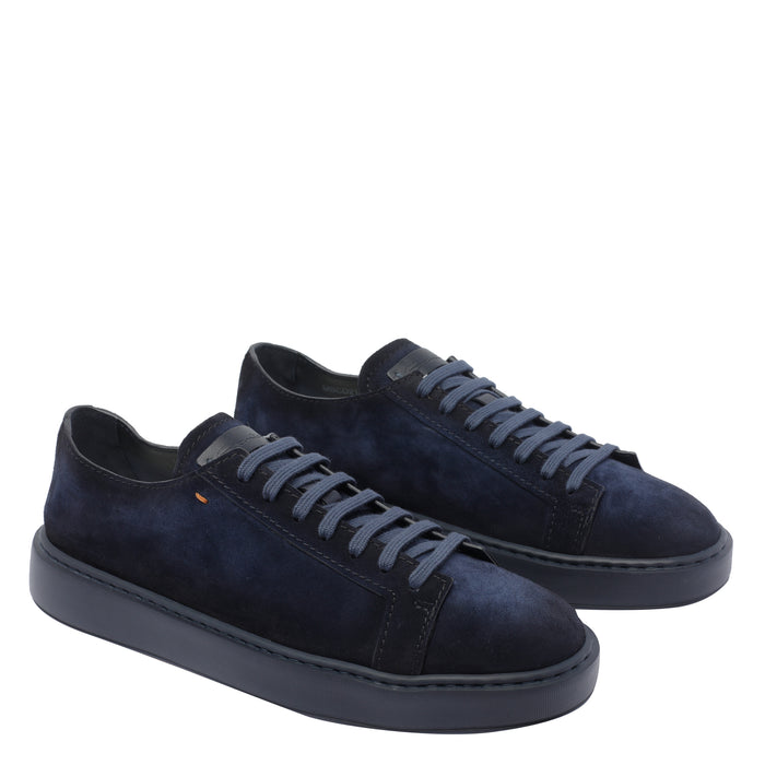 Santoni Blue Suede Leather/rubber Sole
