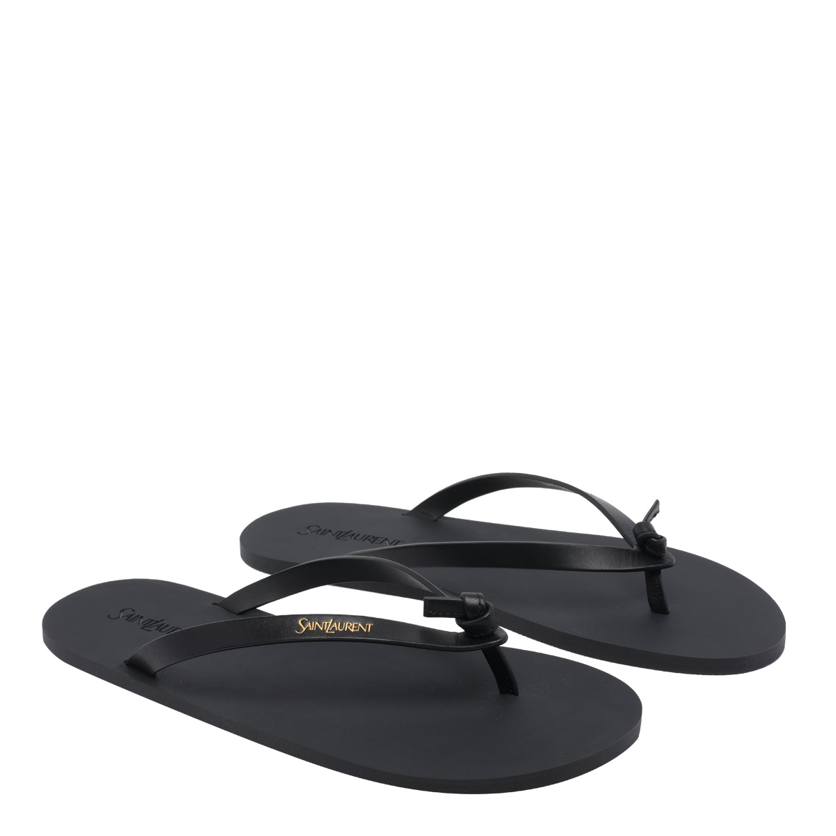 Saint Laurent Sandals Black Calf Leather/rubber Sole