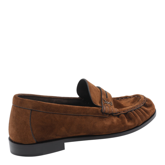Saint Laurent Flat shoes Brown Suede Leather/leather Sole