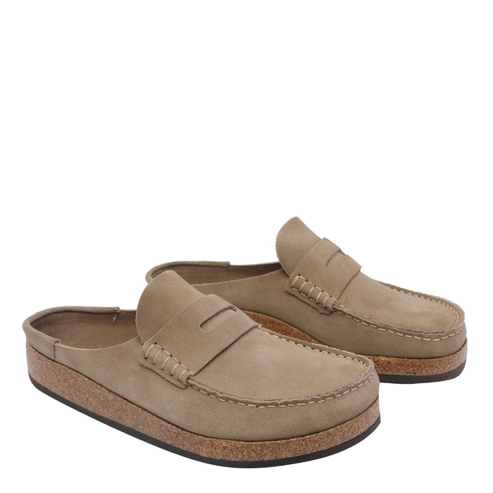 Birkenstock Flat Shoes Beige Suede Leather/rubber Sole