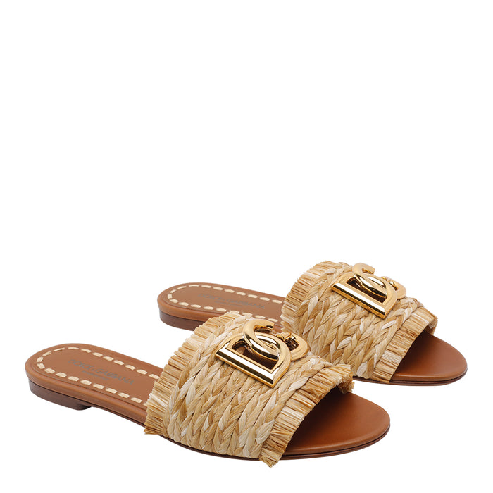 Dolce & Gabbana Sandals Brown Raffia/leather Sole