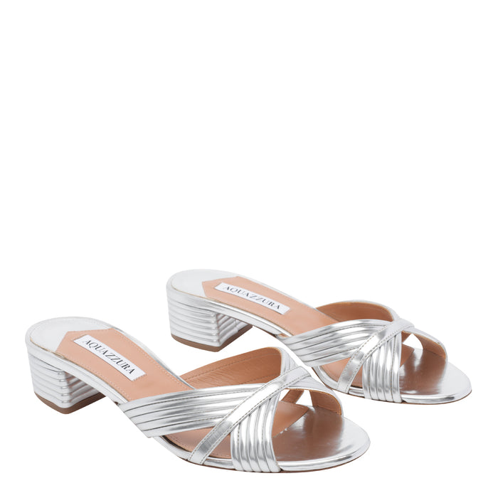 Aquazzura Sandals Silver Rubber/leather Sole