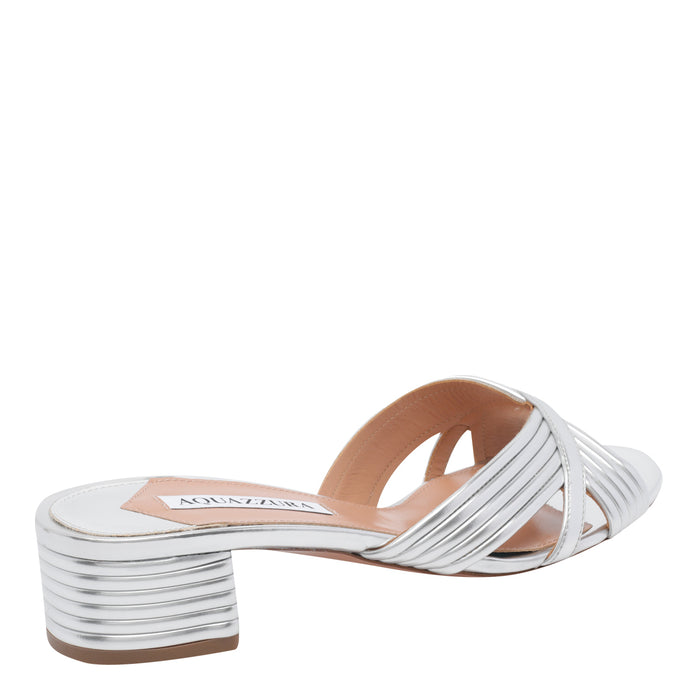 Aquazzura Sandals Silver Rubber/leather Sole