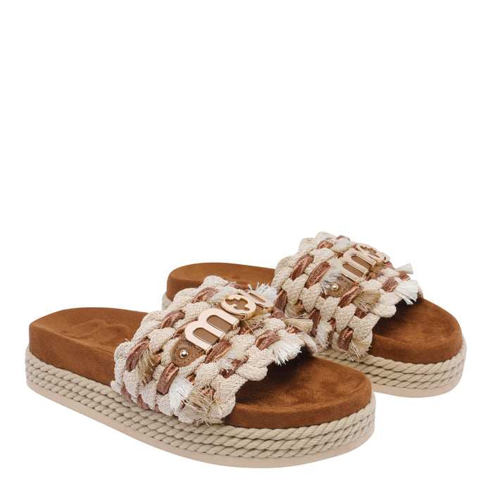 Mou Sandals Beige Fabric/rubber Sole