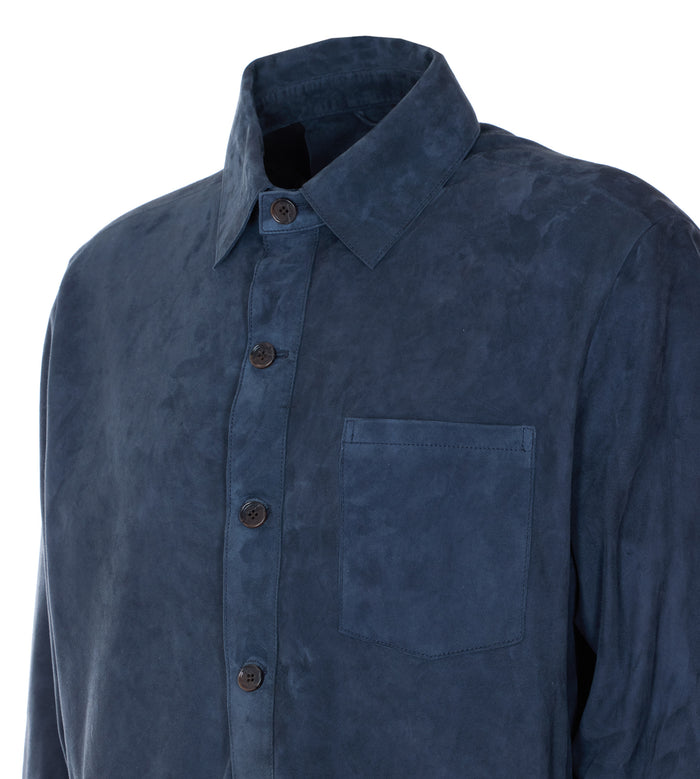 Arma Shirts Blue Genuine Leather