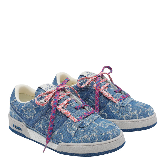 Fendi Sneakers Blue Fabric Rubber Sole