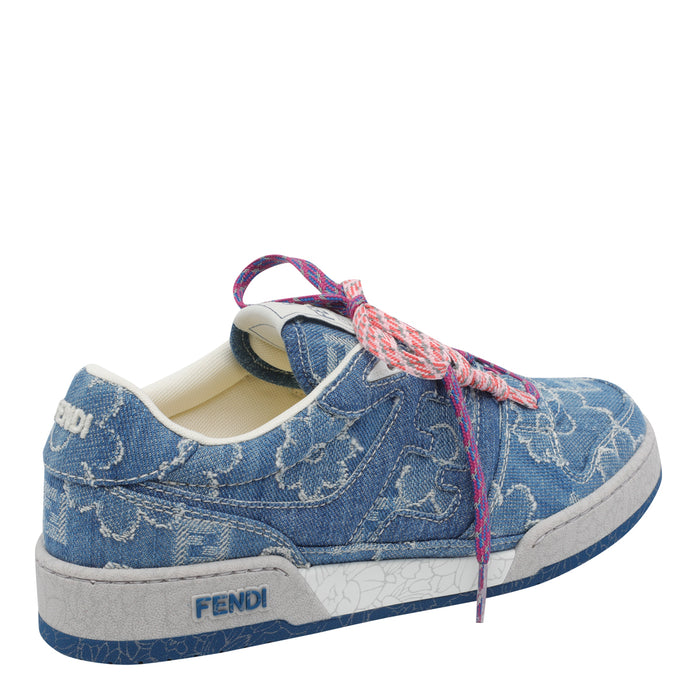 Fendi Sneakers Blue Fabric Rubber Sole