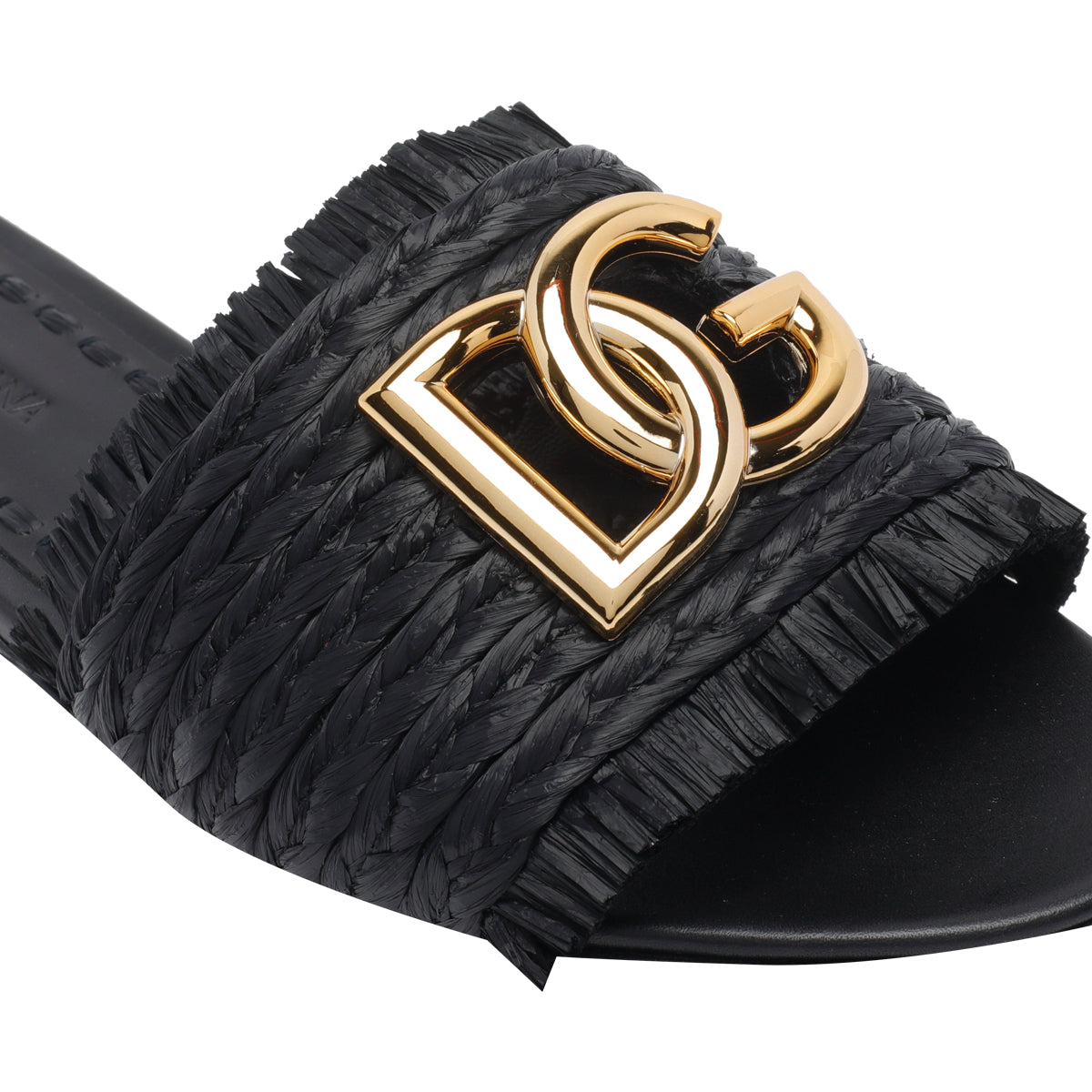 Dolce & Gabbana Sandals Black Fabric Leather Sole
