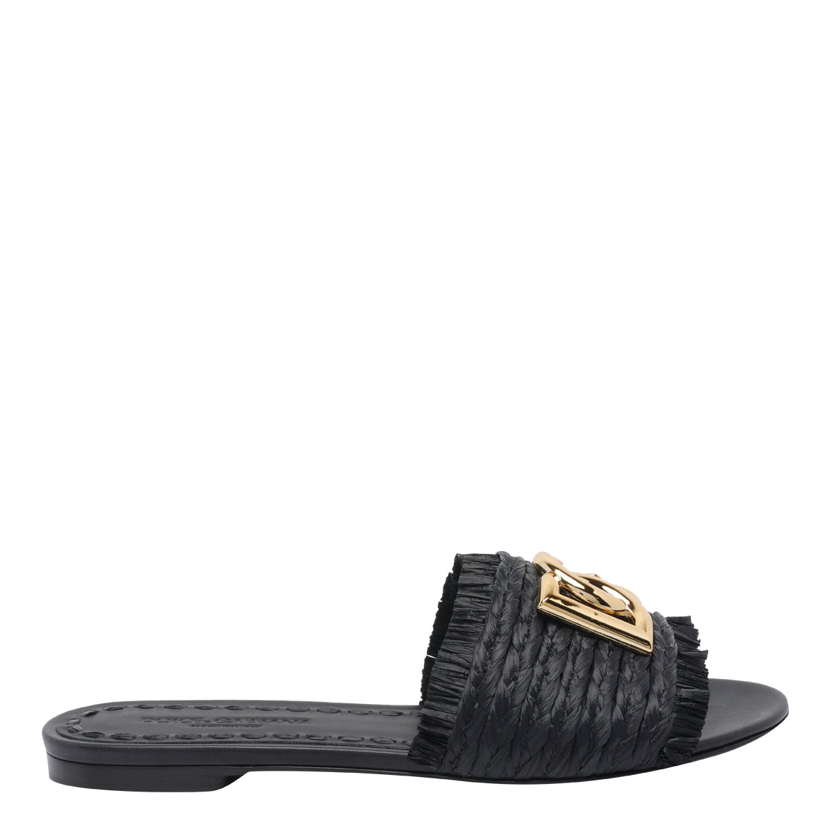 Dolce & Gabbana Sandals Black Fabric Leather Sole