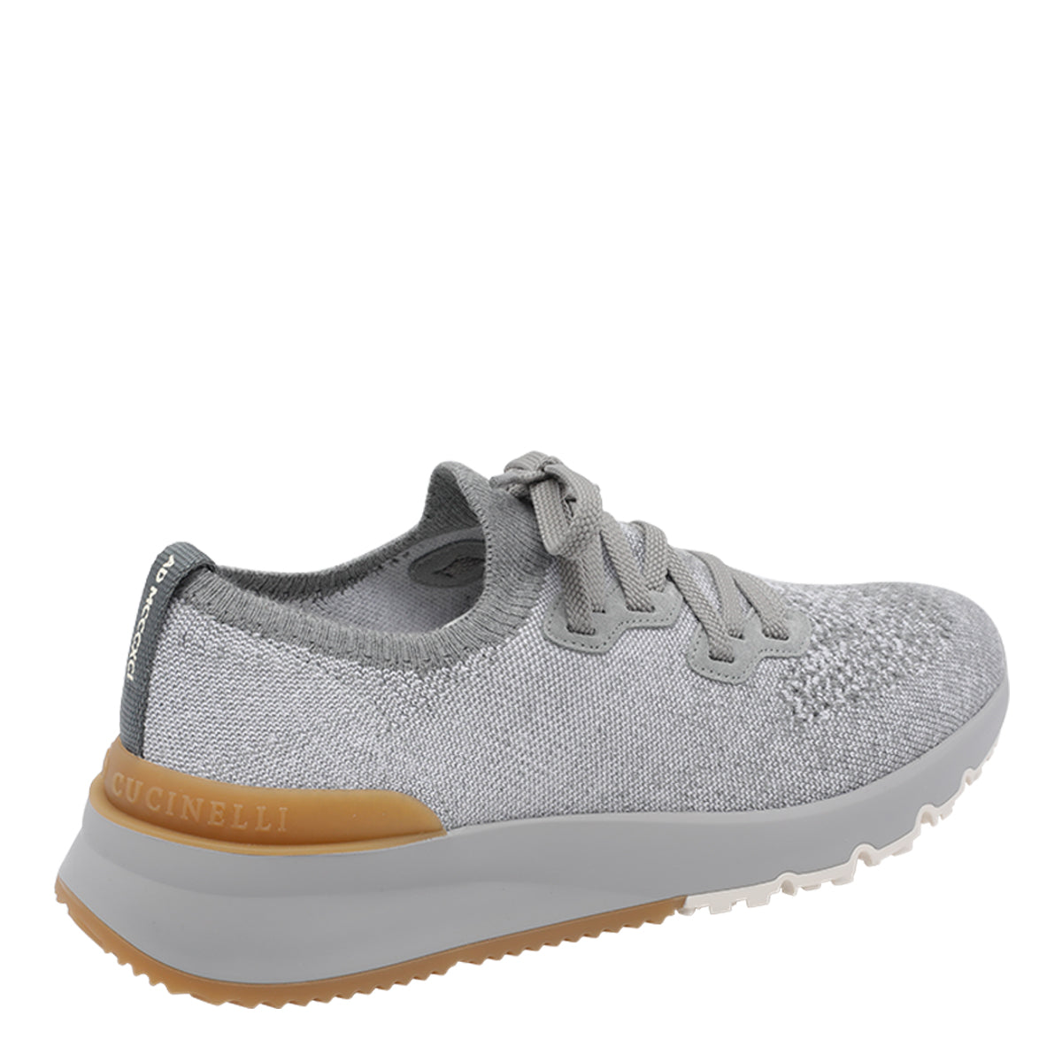 Brunello Cucinelli Sneakers Grey Leather Fabric Rubber Sole