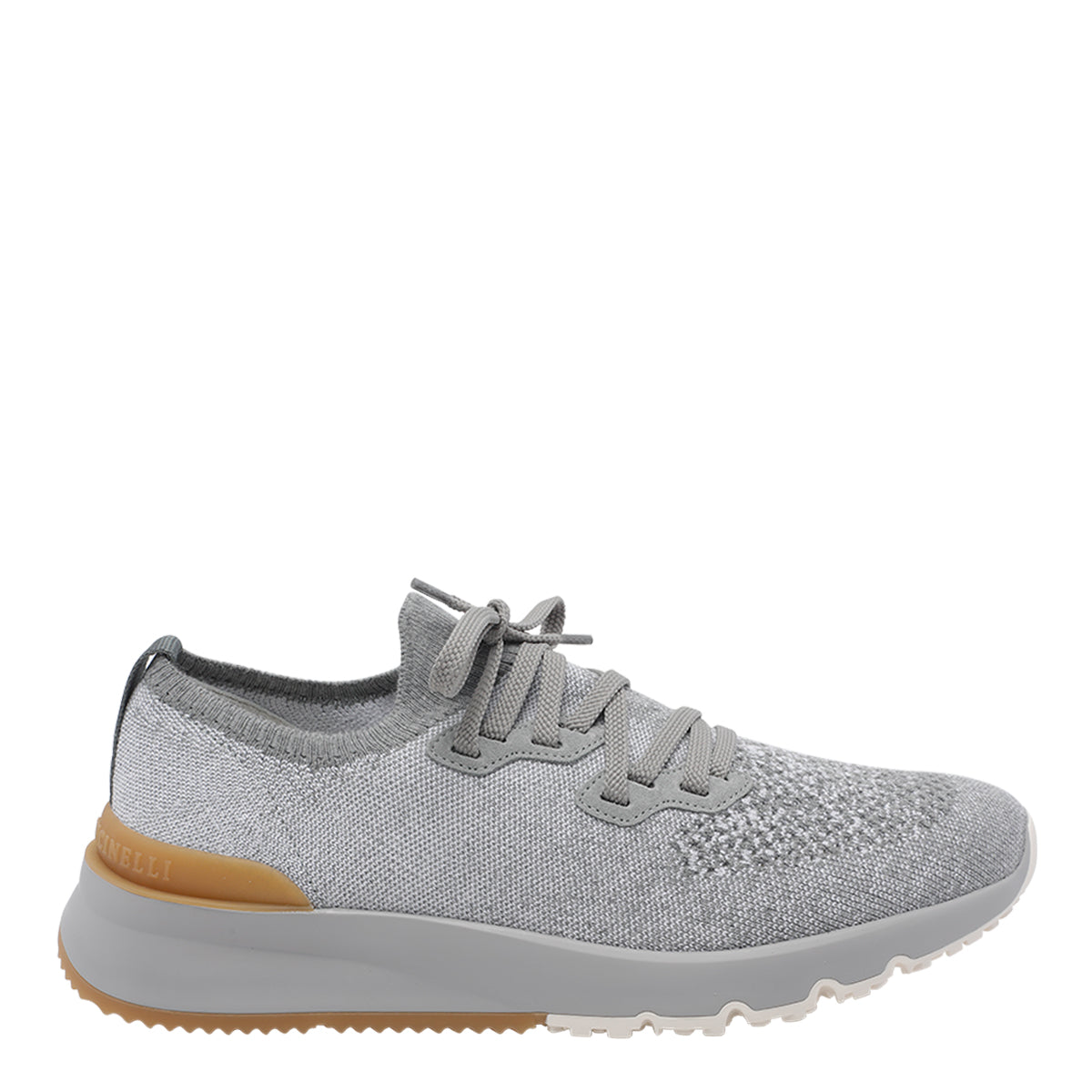 Brunello Cucinelli Sneakers Grey Leather Fabric Rubber Sole