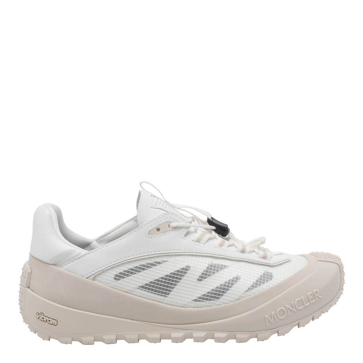 Moncler Sneakers White Leather Fabric Rubber Sole