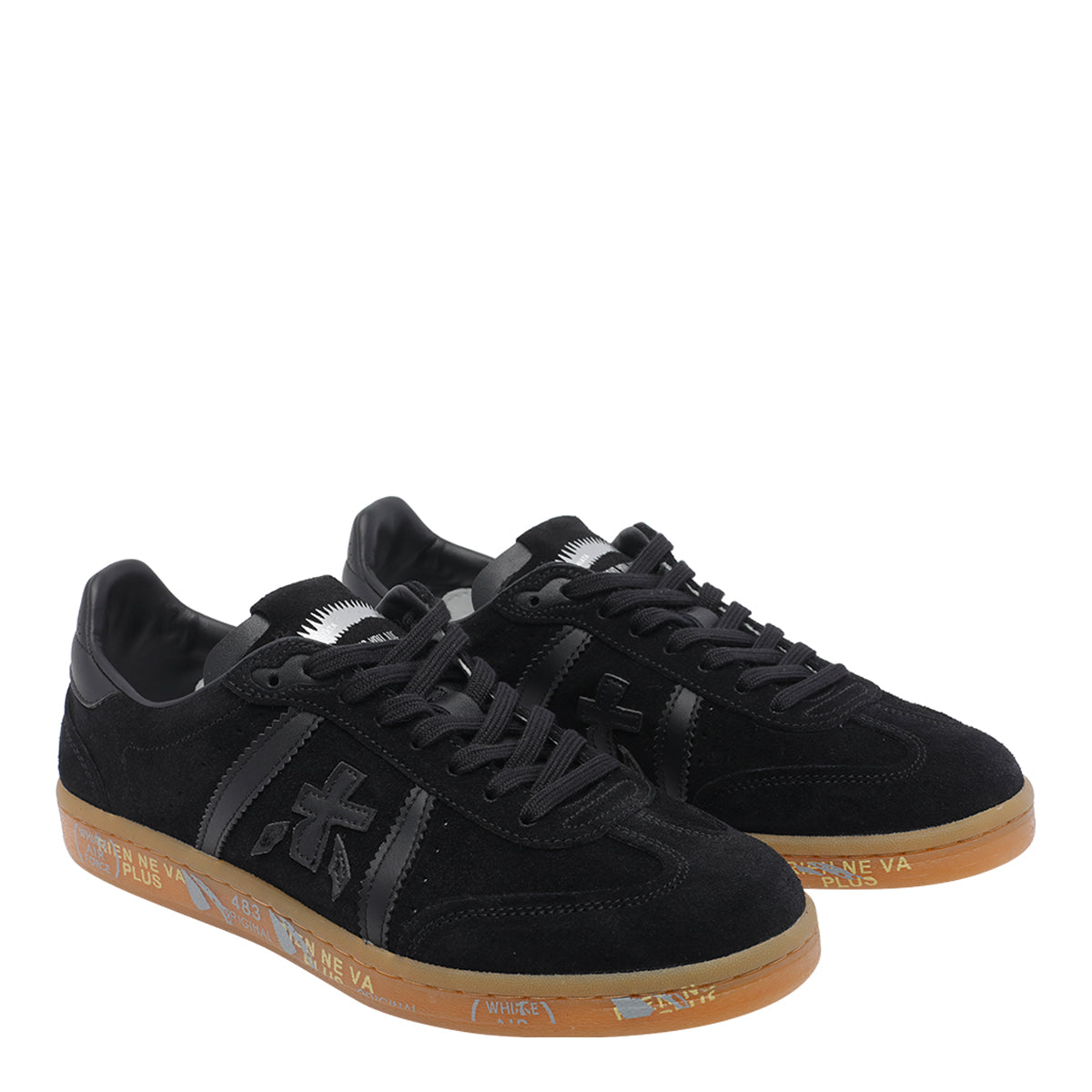 Premiata Sneakers Black Calf Leather/rubber Sole