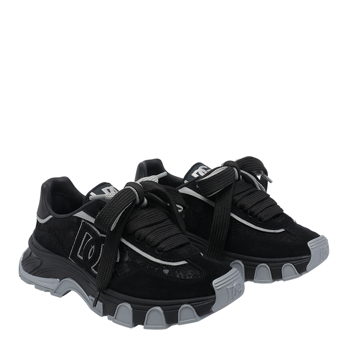 Dolce & Gabbana Sneakers Black Leather Fabric Rubber Sole