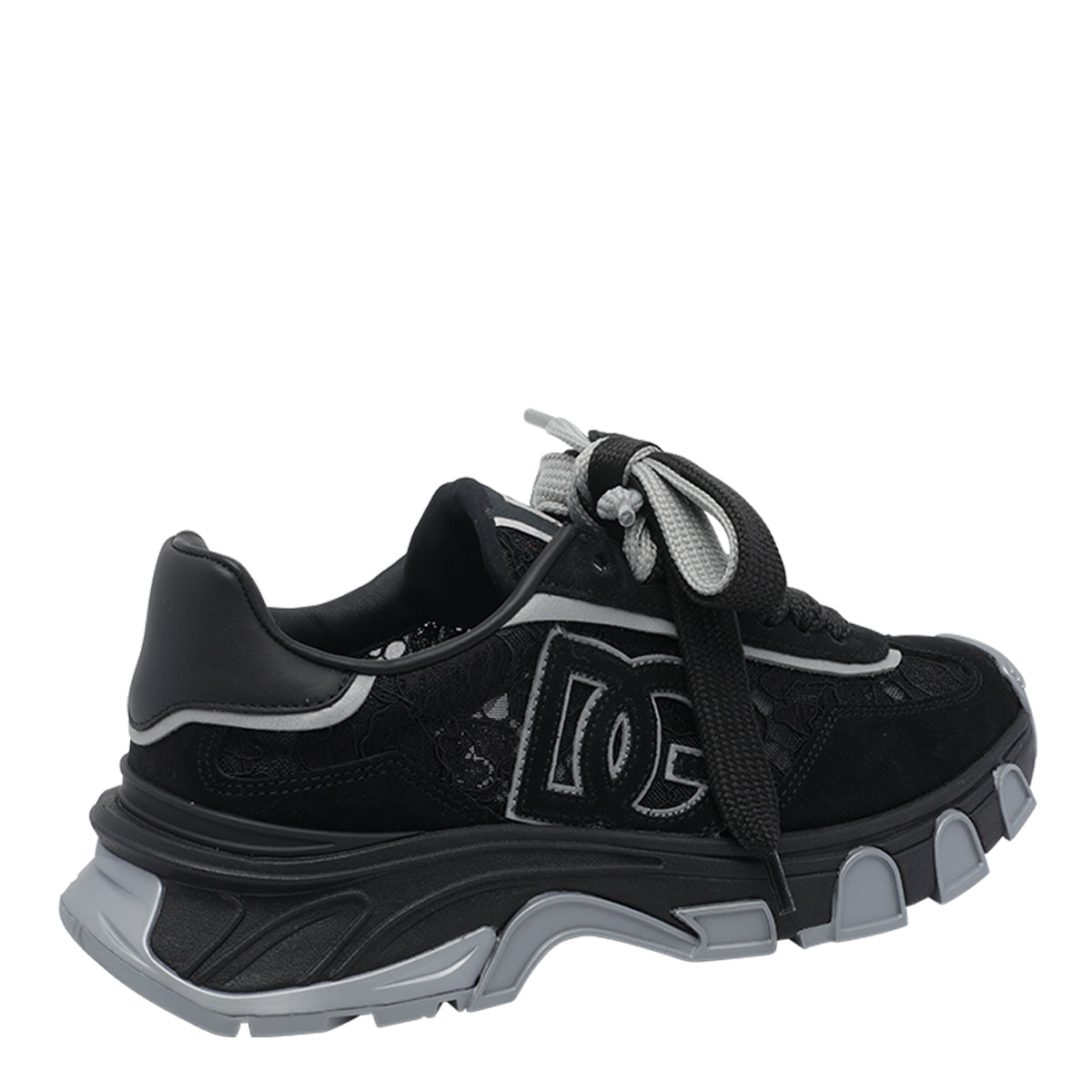 Dolce & Gabbana Sneakers Black Leather Fabric Rubber Sole