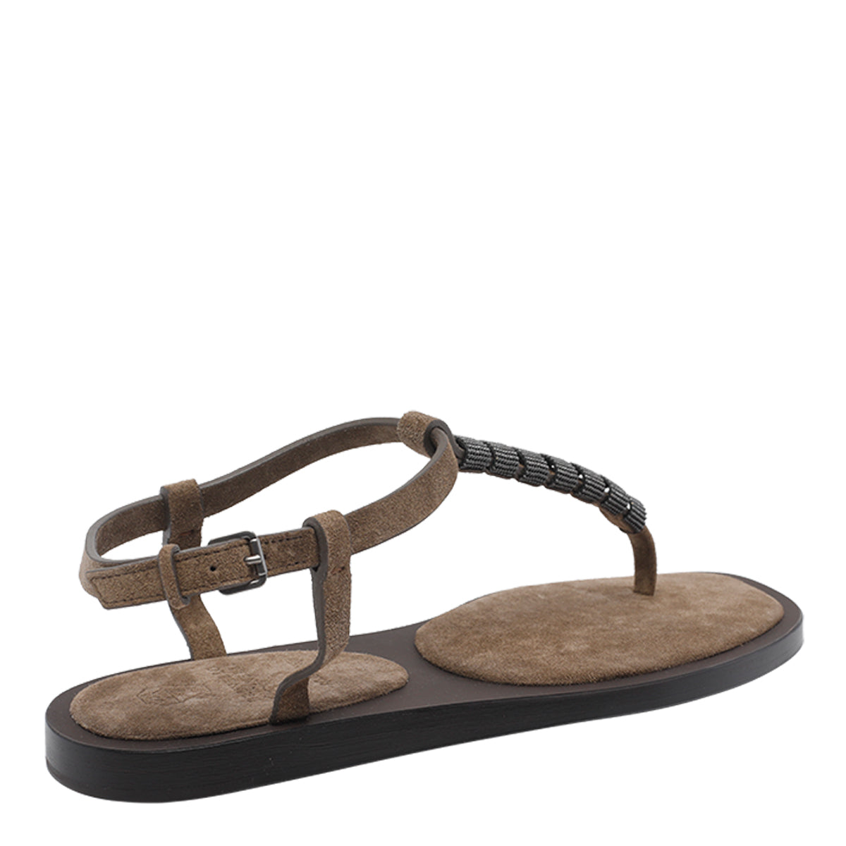 Brunello Cucinelli Sandals Brown Leather Rubber Sole