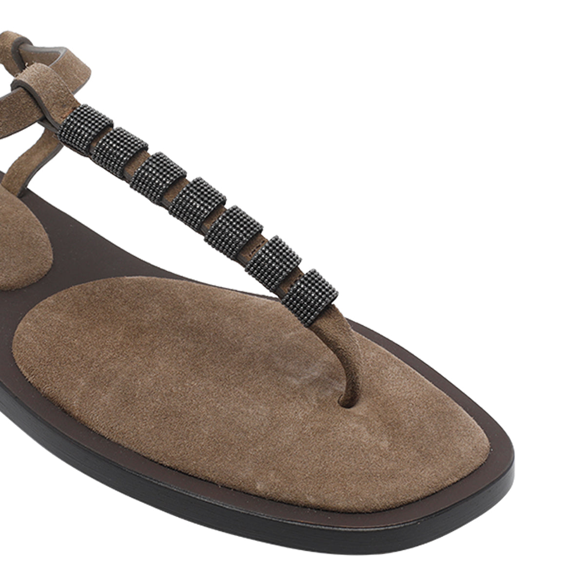 Brunello Cucinelli Sandals Brown Leather Rubber Sole