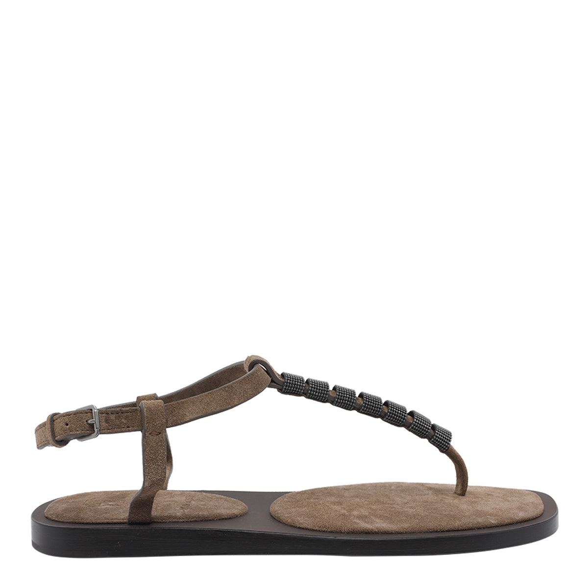 Brunello Cucinelli Sandals Brown Leather Rubber Sole