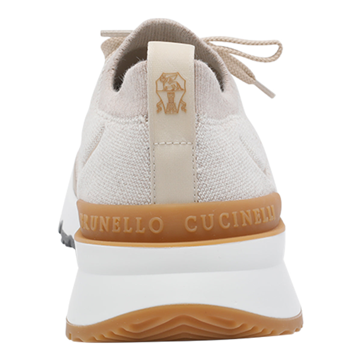 Brunello Cucinelli Sneakers Beige Leather Fabric Rubber Sole