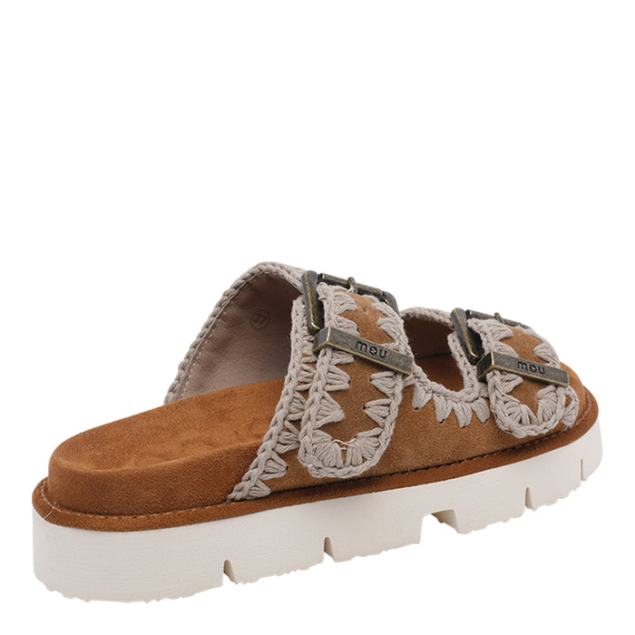 Mou Sandals Brown Suede Leather/rubber Sole