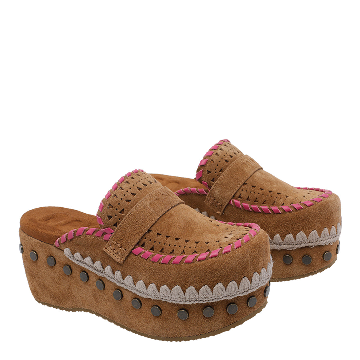 Mou Sandals Brown Suede Leather/rubber Sole