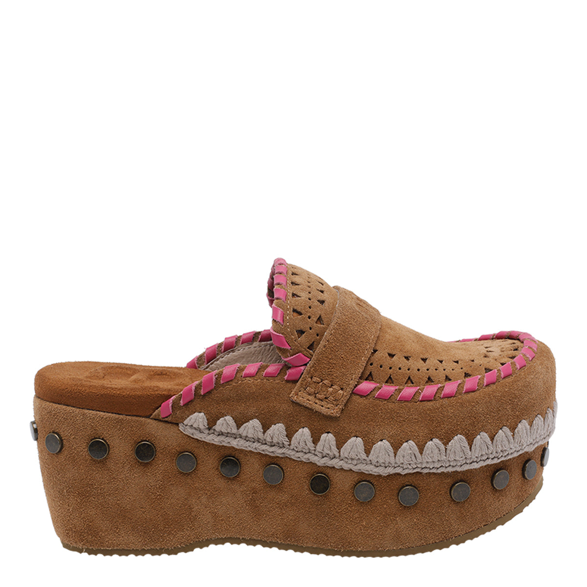 Mou Sandals Brown Suede Leather/rubber Sole