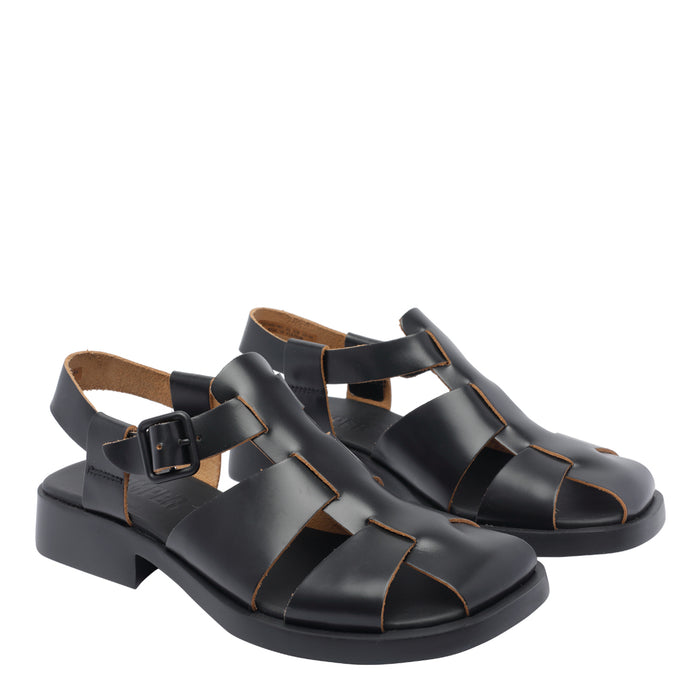 Camper Sandals Black Calf Leather/rubber Sole
