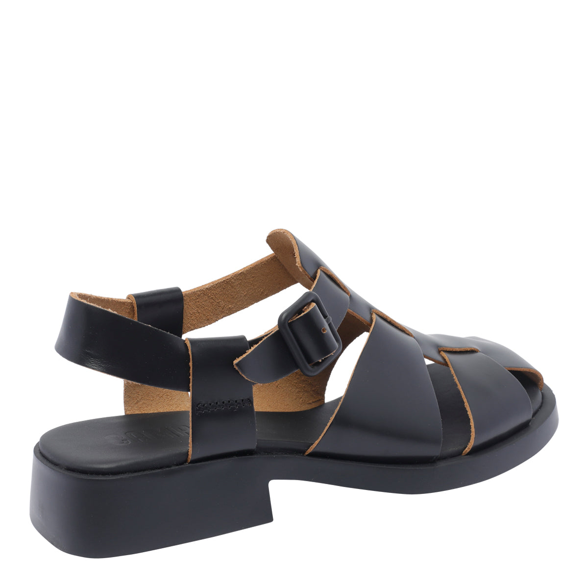 Camper Sandals Black Calf Leather/rubber Sole