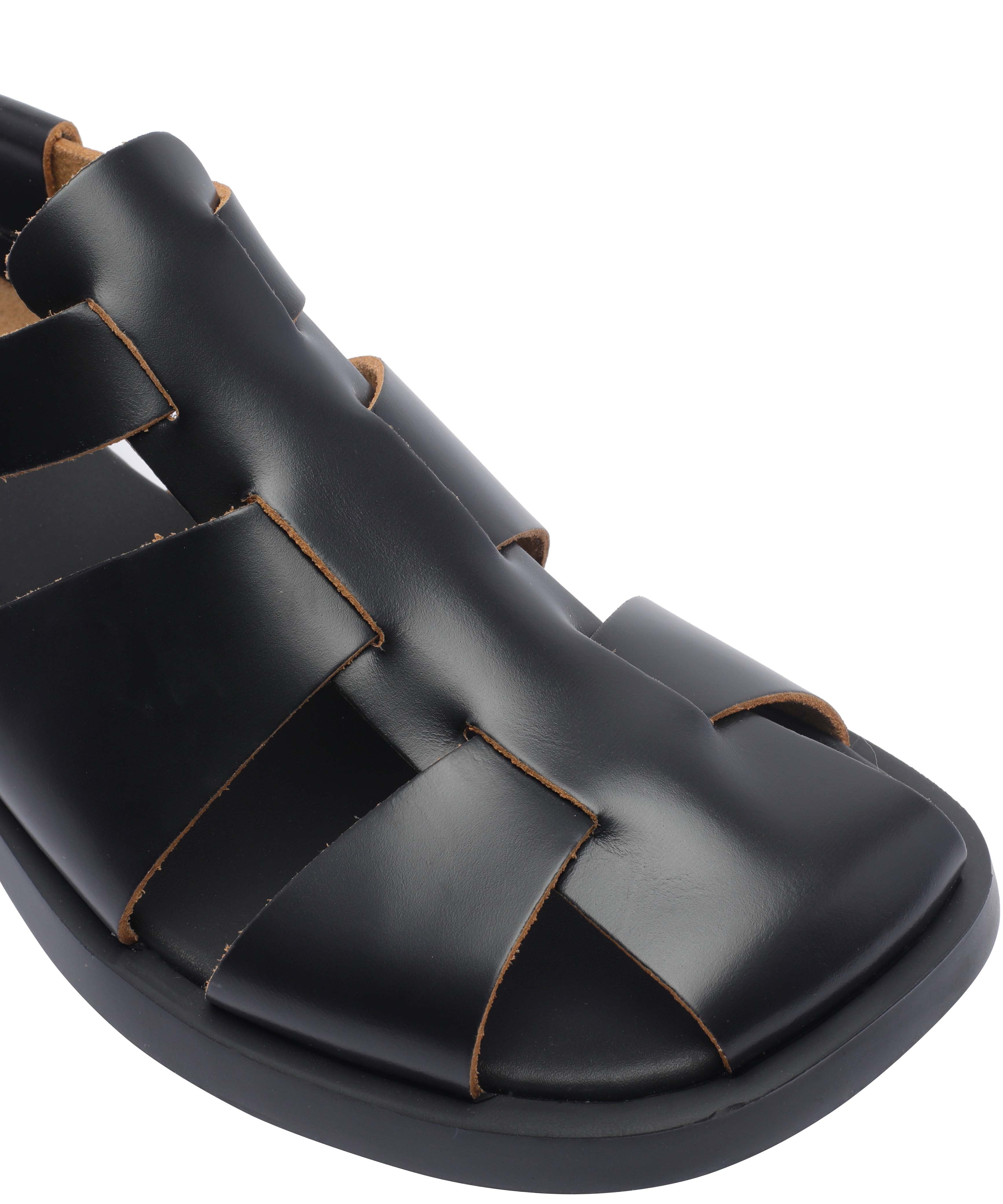 Camper Sandals Black Calf Leather/rubber Sole