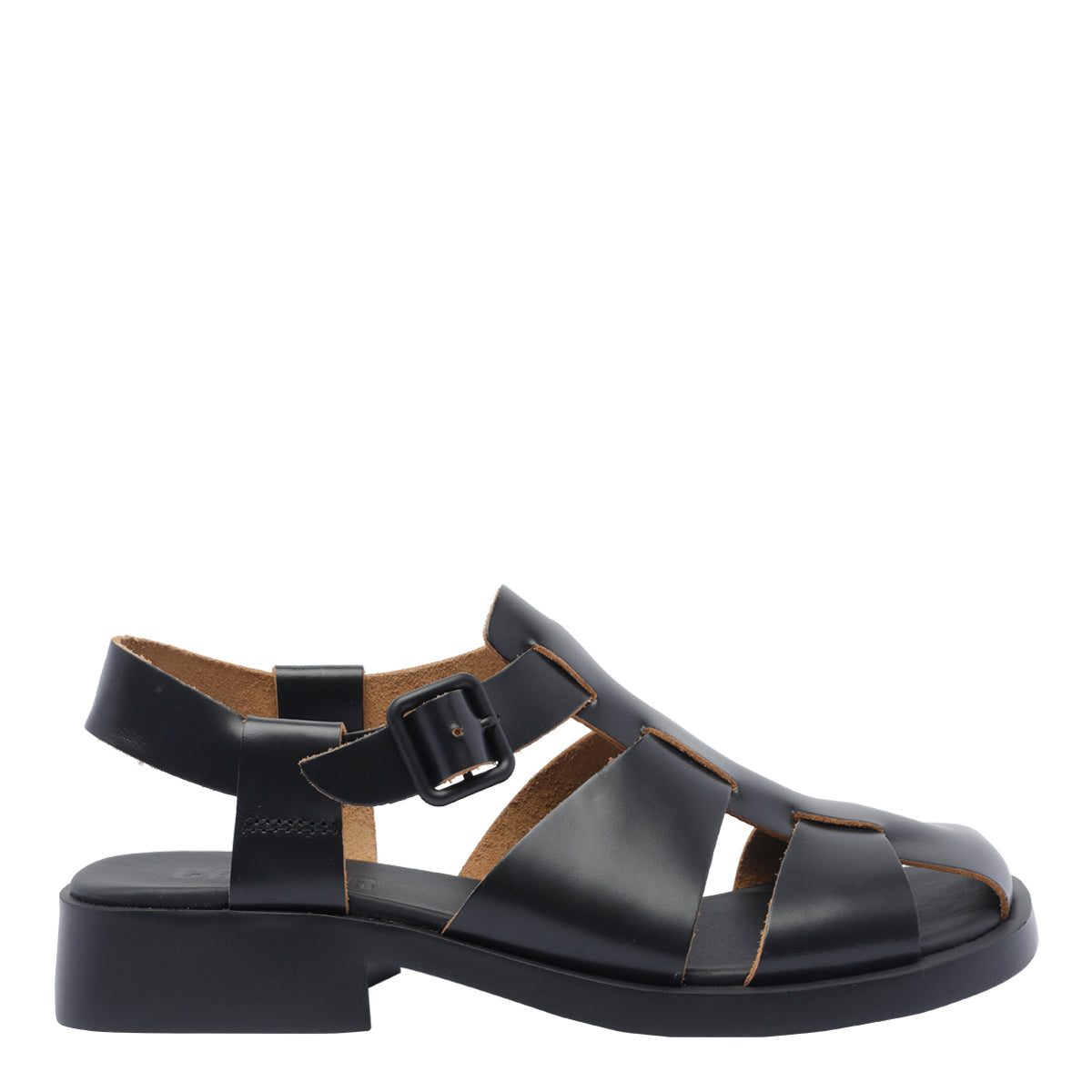 Camper Sandals Black Calf Leather/rubber Sole
