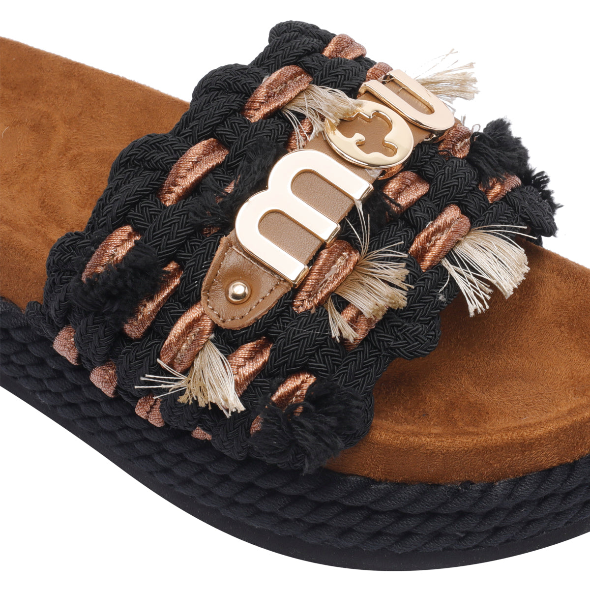 Mou Sandals Black Fabric/rubber Sole