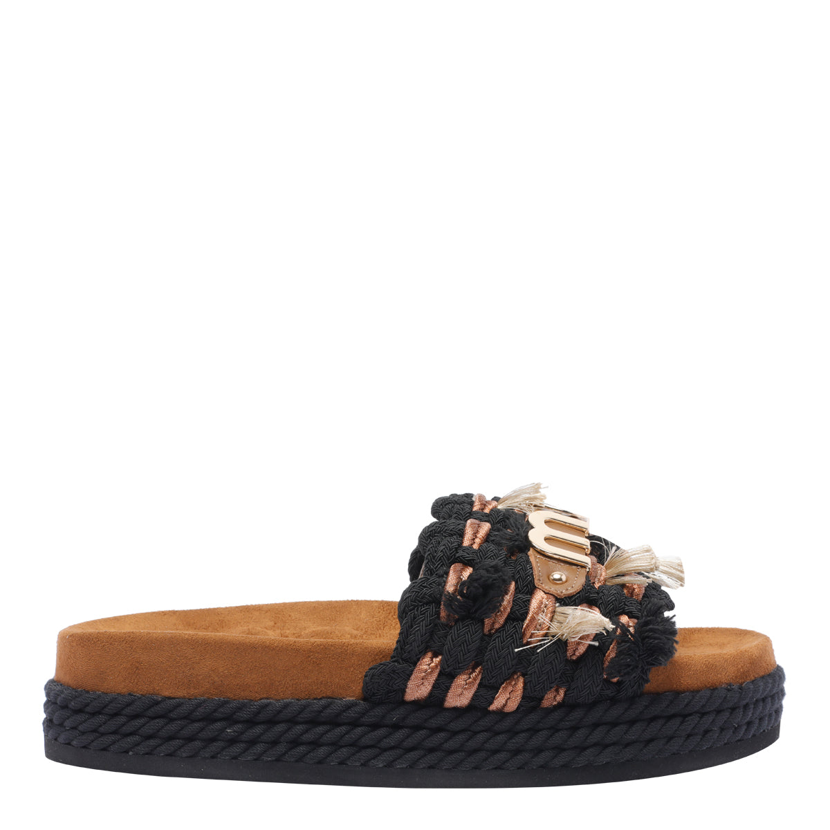 Mou Sandals Black Fabric/rubber Sole