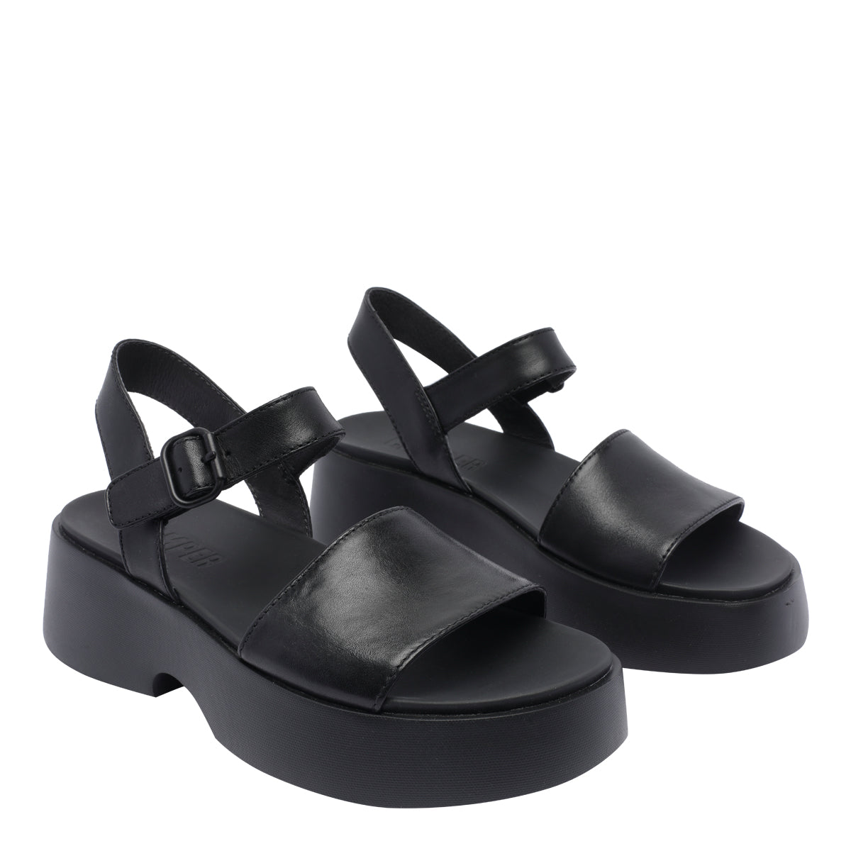 Camper Sandals Black Calf Leather/rubber Sole