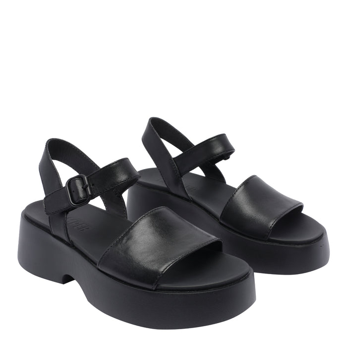 Camper Sandals Black Calf Leather/rubber Sole
