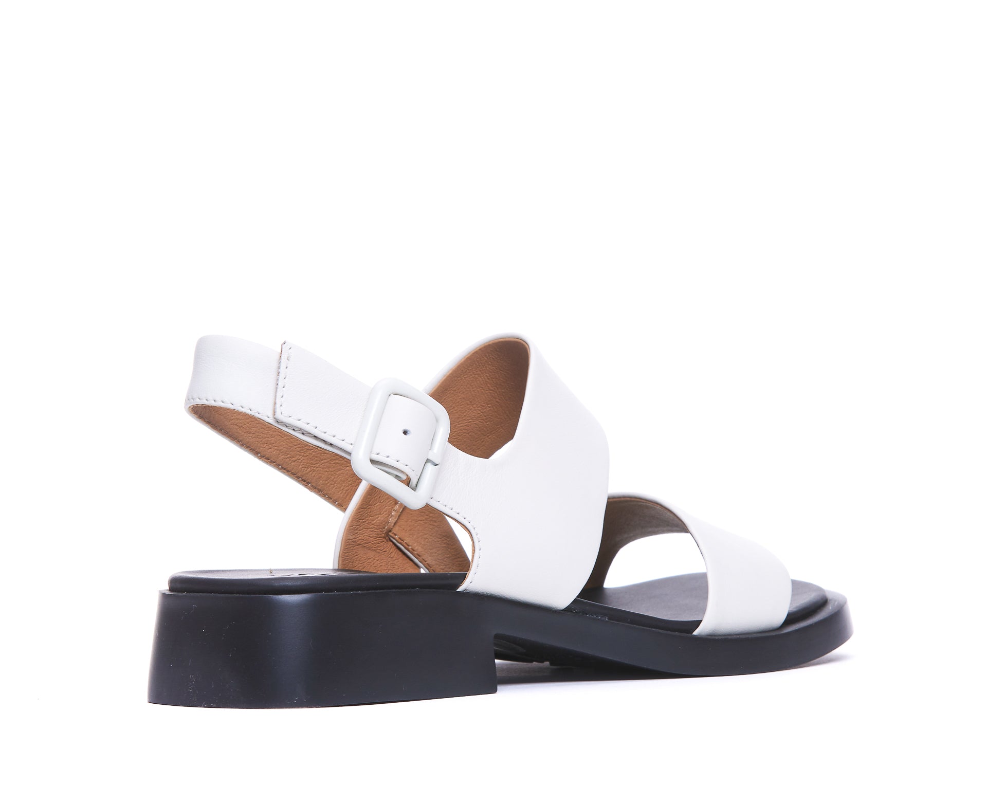 Camper Sandals White Calf Leather/rubber Sole