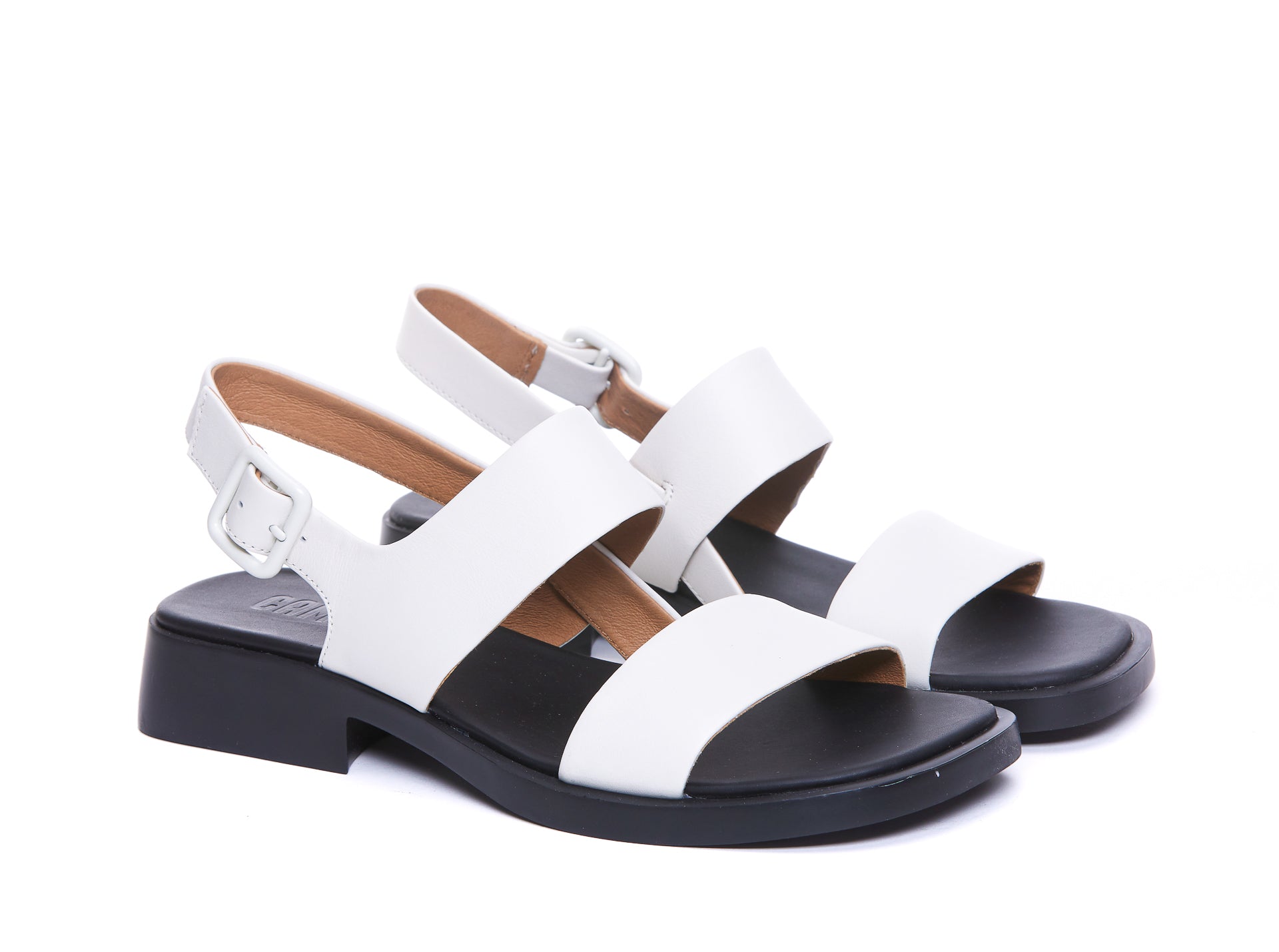 Camper Sandals White Calf Leather/rubber Sole