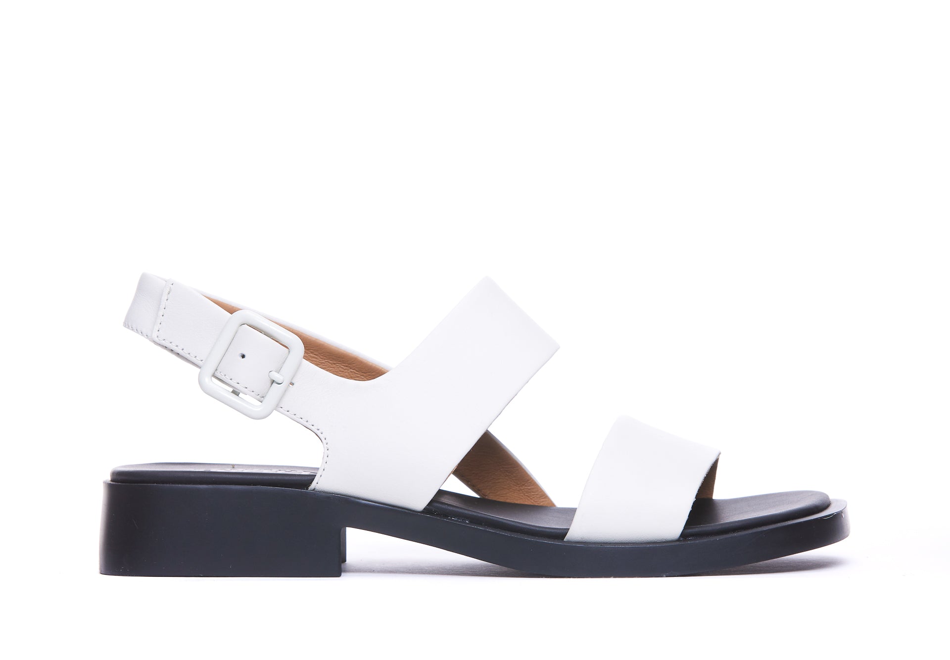 Camper Sandals White Calf Leather/rubber Sole