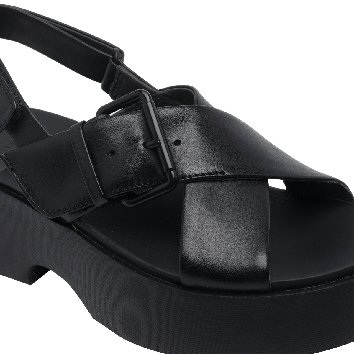 Camper Sandals Black Calf Leather/rubber Sole